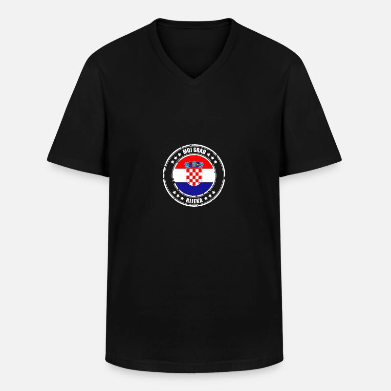 MOJ GRAD RIJEKA - Männer-T-Shirt mit V-Ausschnitt - Schwarz
