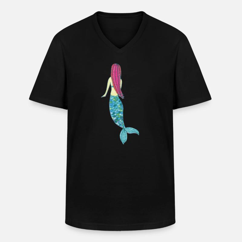 meerjungfrau impressionismus - Männer-T-Shirt mit V-Ausschnitt - Schwarz