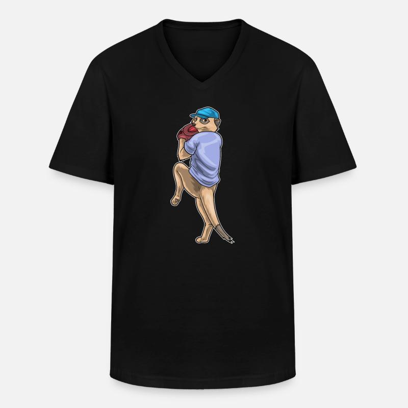 Erdmännchen Baseball Baseballhandschuh - Männer-T-Shirt mit V-Ausschnitt - Schwarz