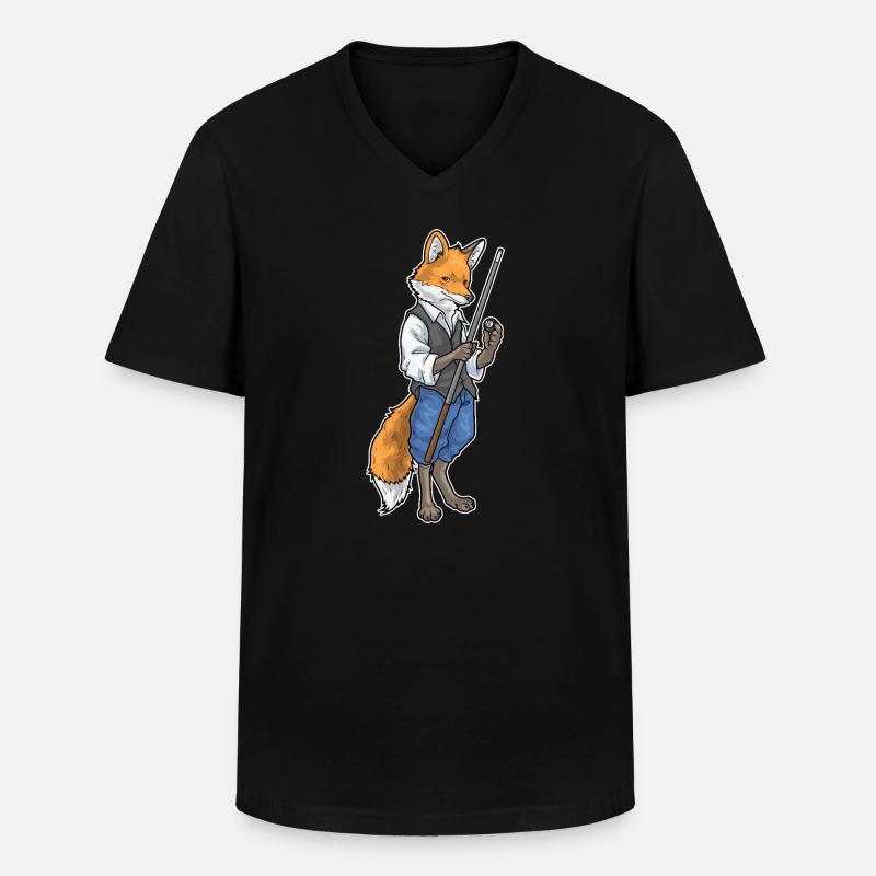 Fuchs Billiard Queue Sport - Männer-T-Shirt mit V-Ausschnitt - Schwarz