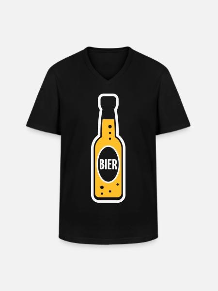 Bierflasche (Bier / Bierchen / NEG 2C) - Männer-T-Shirt mit V-Ausschnitt - Schwarz