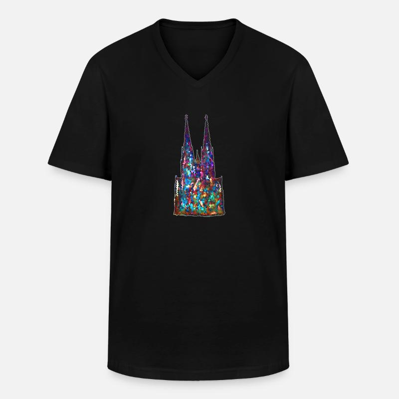 Kölner Dom - Cologne Cathedral - Männer-T-Shirt mit V-Ausschnitt - Schwarz