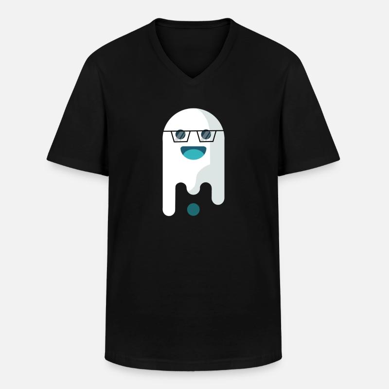 Ghosty mit Brille - Männer-T-Shirt mit V-Ausschnitt - Schwarz