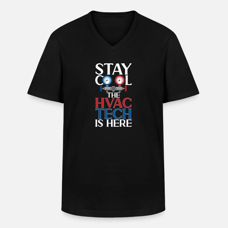 Chauffage, Climatisation, Ventilation, Technicien - T-shirt col V Homme - noir