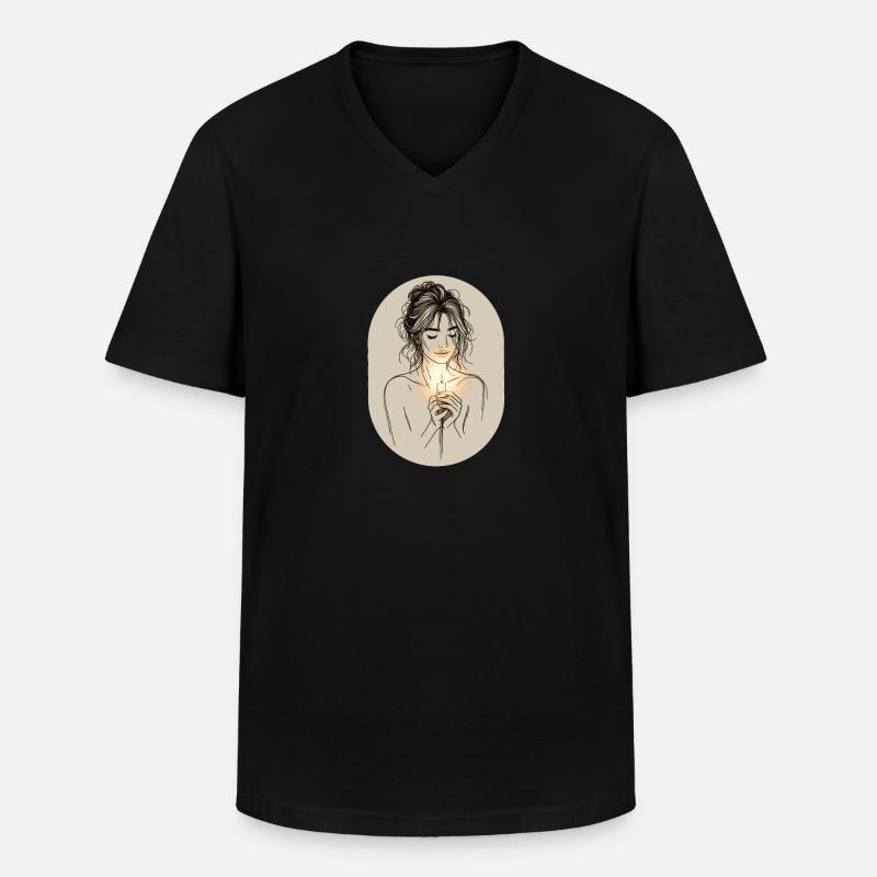 Frau mit Kerze - Männer-T-Shirt mit V-Ausschnitt - Schwarz
