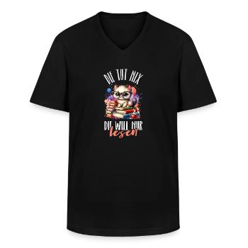 Die Tut Nix Die Will Nur Lesen ist mein Hobby - Männer-T-Shirt mit V-Ausschnitt - Schwarz - Vorne - AI Model Male 178 dark (178cm)