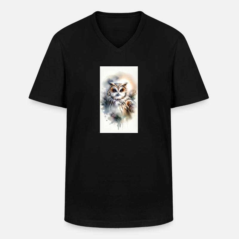 Eule im Aquarell - Männer-T-Shirt mit V-Ausschnitt - Schwarz