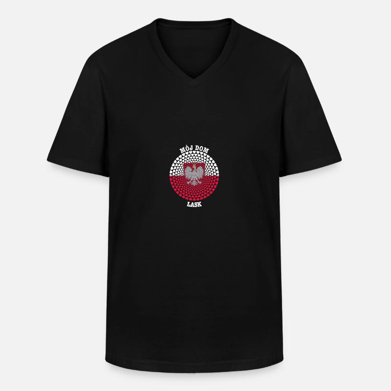 ŁASK - Männer-T-Shirt mit V-Ausschnitt - Schwarz