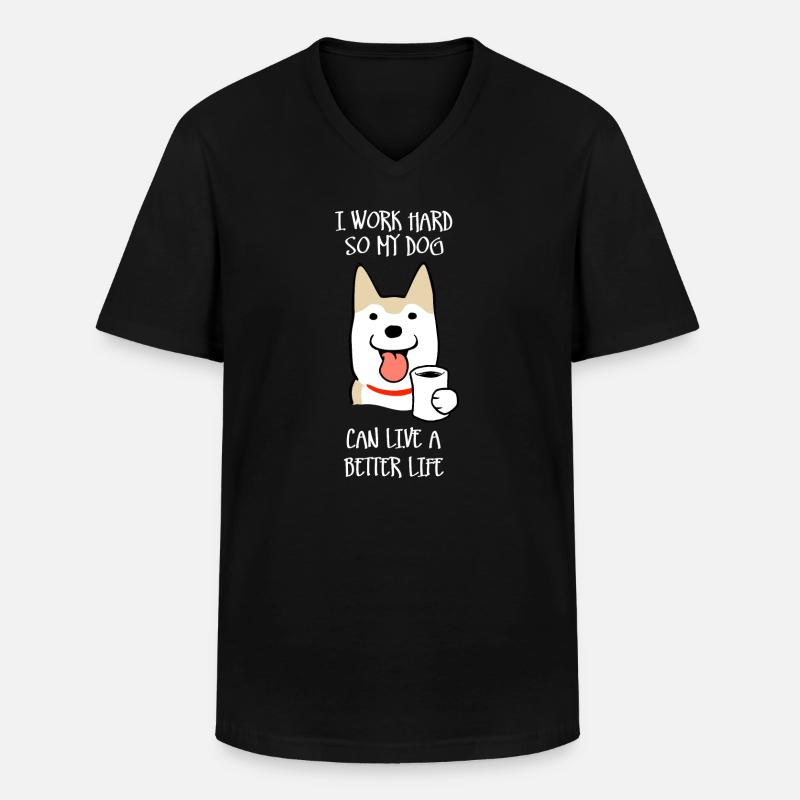 Ich arbeite hart (dunkel) - Männer-T-Shirt mit V-Ausschnitt - Schwarz