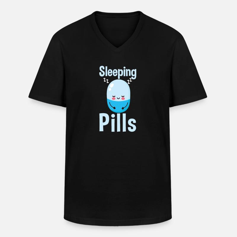 Schlaftabletten Student - Männer-T-Shirt mit V-Ausschnitt - Schwarz