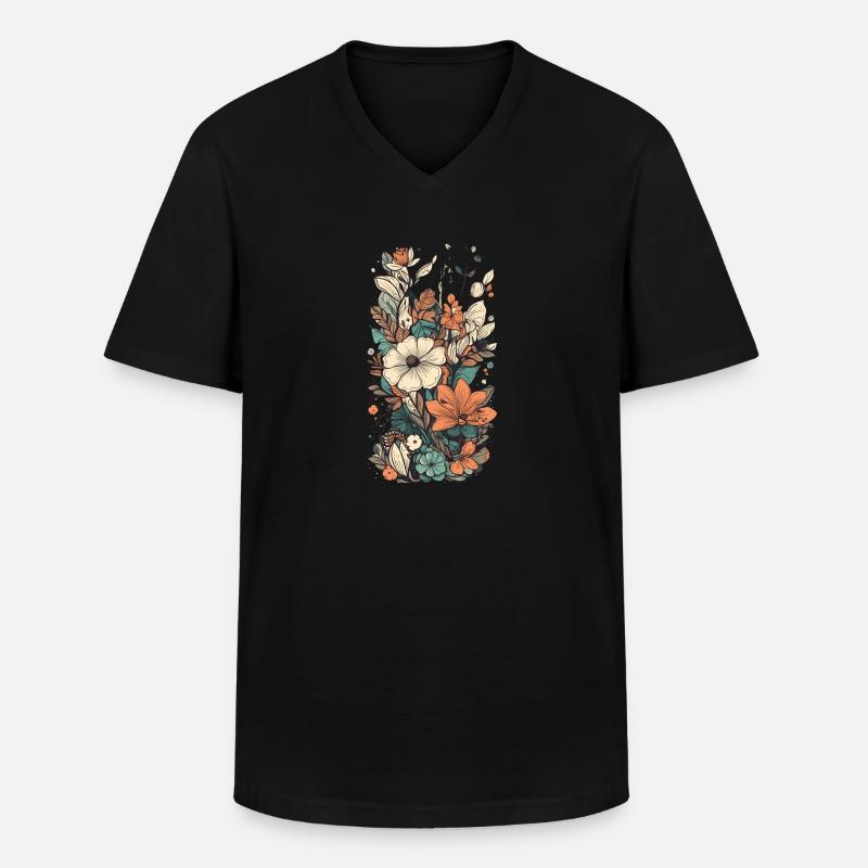 Wunderschönes Boho Blumen Herbarium Bouquet - Männer-T-Shirt mit V-Ausschnitt - Schwarz