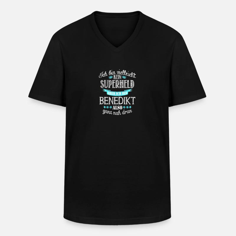 benedikt - Männer-T-Shirt mit V-Ausschnitt - Schwarz