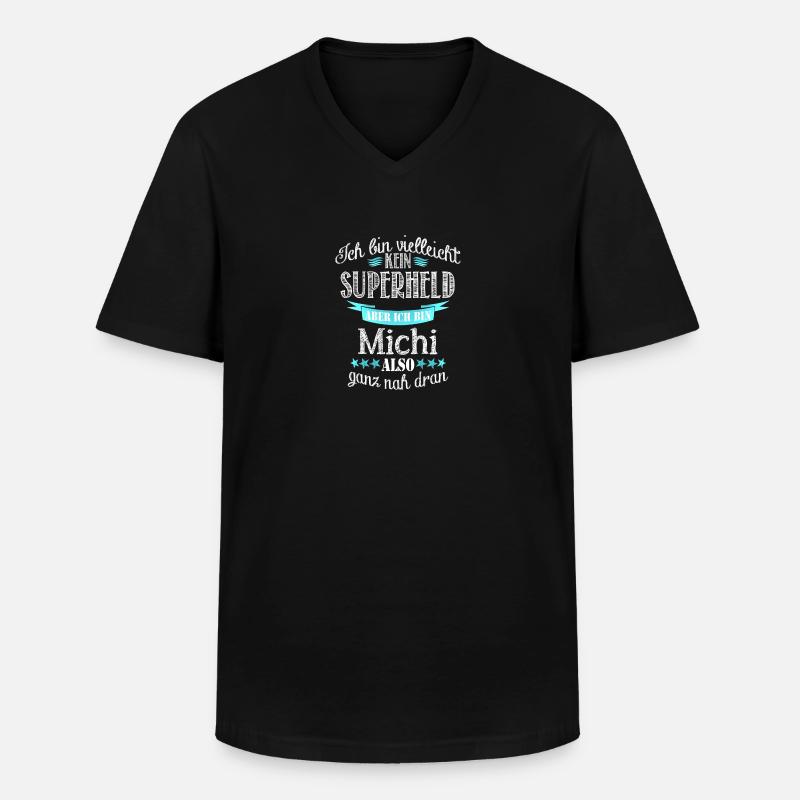 michi - Männer-T-Shirt mit V-Ausschnitt - Schwarz