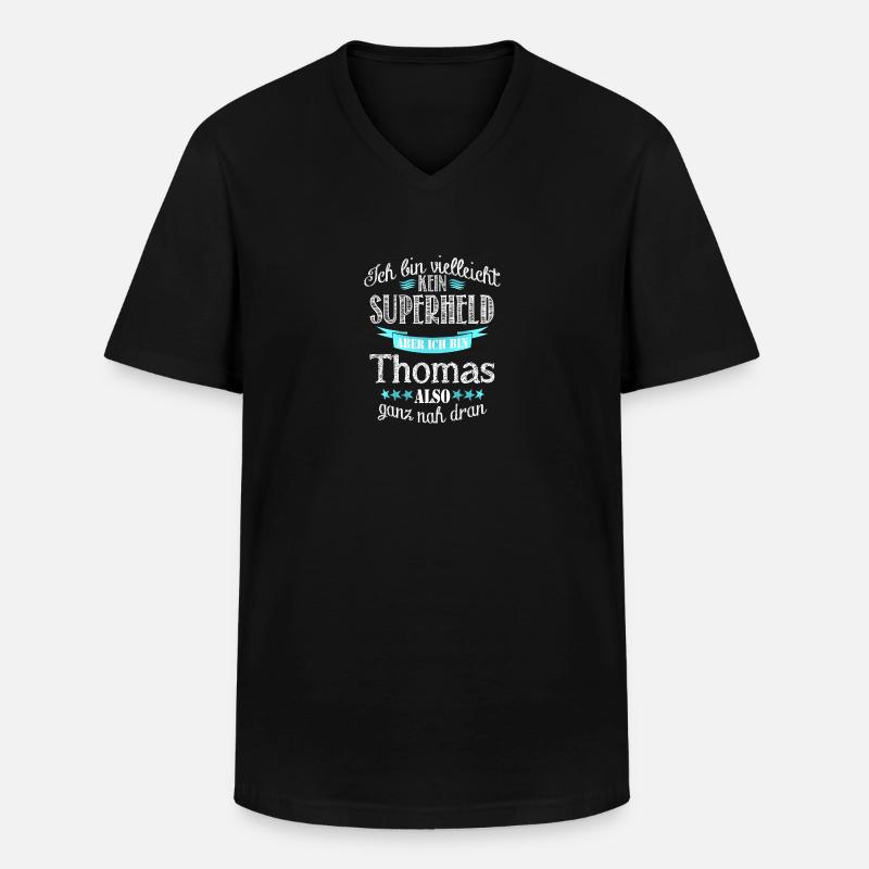 thomas - Männer-T-Shirt mit V-Ausschnitt - Schwarz