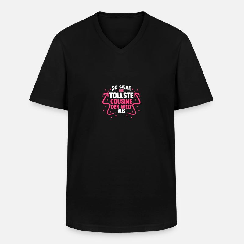 Cousinen Cousine - Männer-T-Shirt mit V-Ausschnitt - Schwarz
