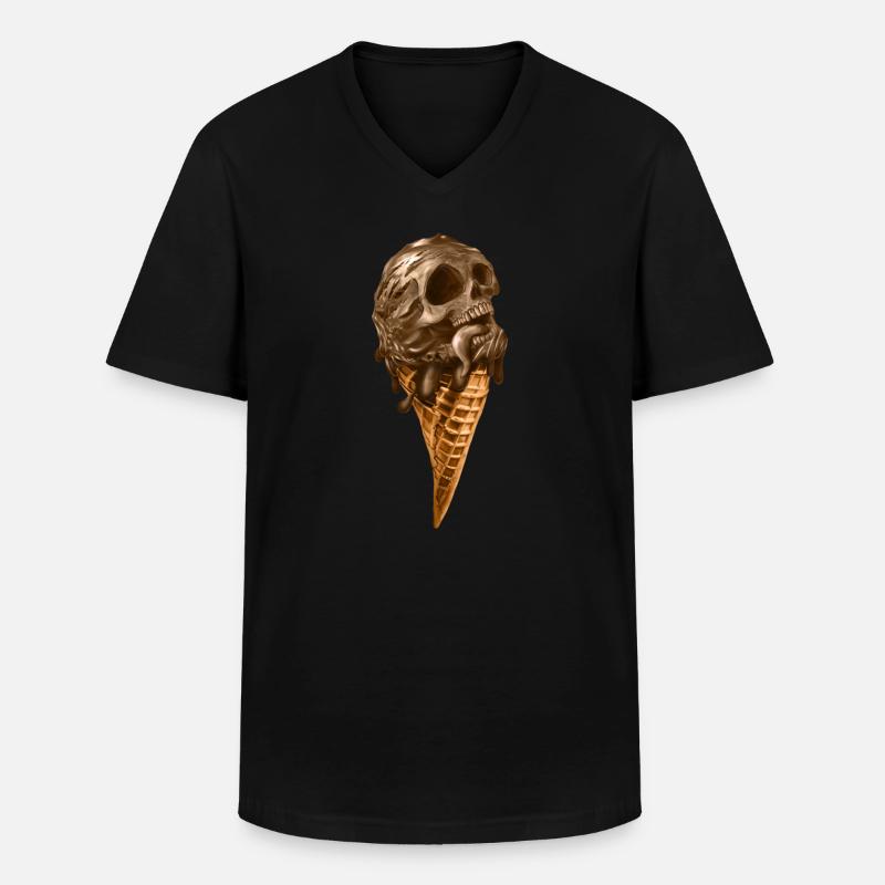 Softeis mit ätherischem Totenkopf - Männer-T-Shirt mit V-Ausschnitt - Schwarz