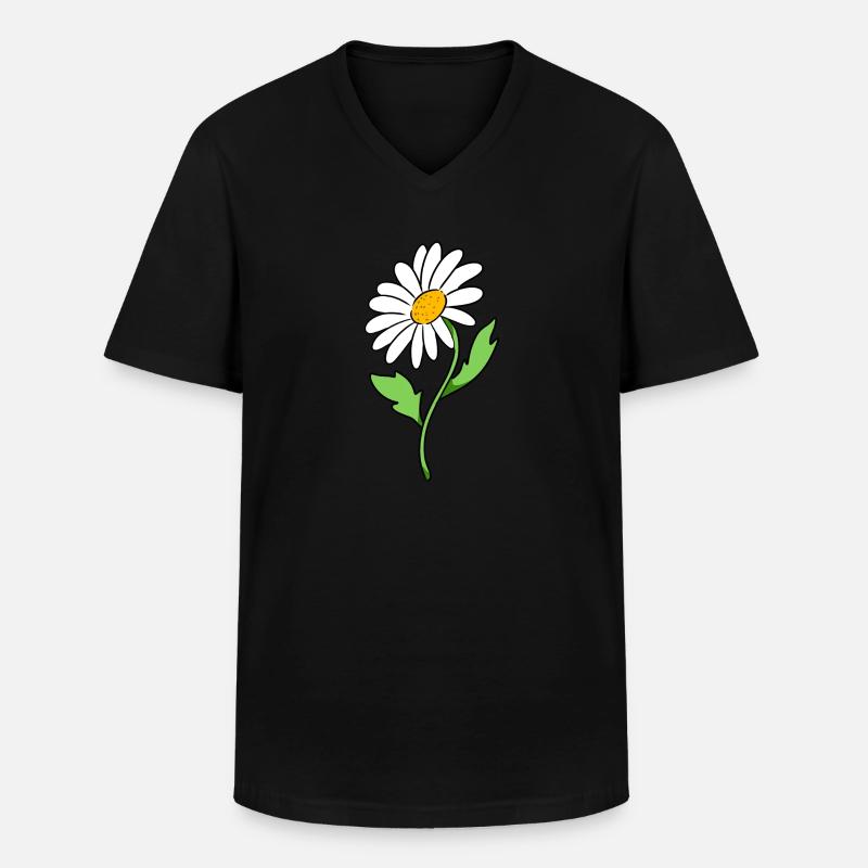 Gänseblümchen - Männer-T-Shirt mit V-Ausschnitt - Schwarz