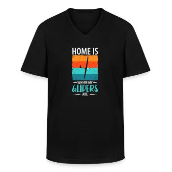 Planeurs Planeurs Planeurs Voler - T-shirt col V Homme - noir - Devant - AI Model Male 178 dark (178cm)
