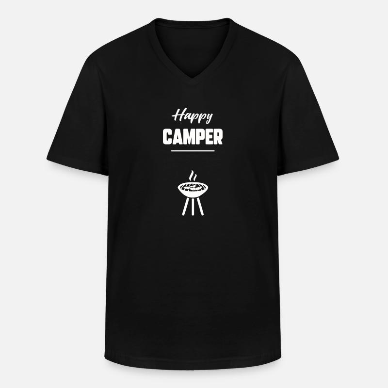 Glücklicher Camper - Männer-T-Shirt mit V-Ausschnitt - Schwarz