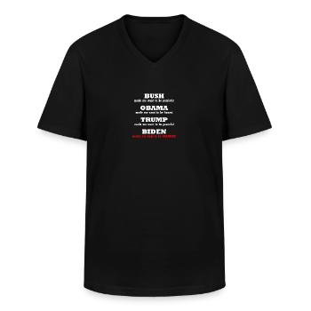 Anti Biden Politiek Tee Voor Republikeins - Klassiek mannen T-shirt met V-hals - zwart - Voor - AI Model Male 178 dark (178cm)