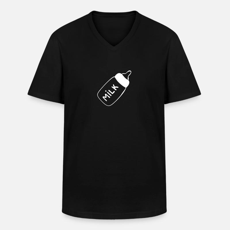 Milch Flasche - Männer-T-Shirt mit V-Ausschnitt - Schwarz