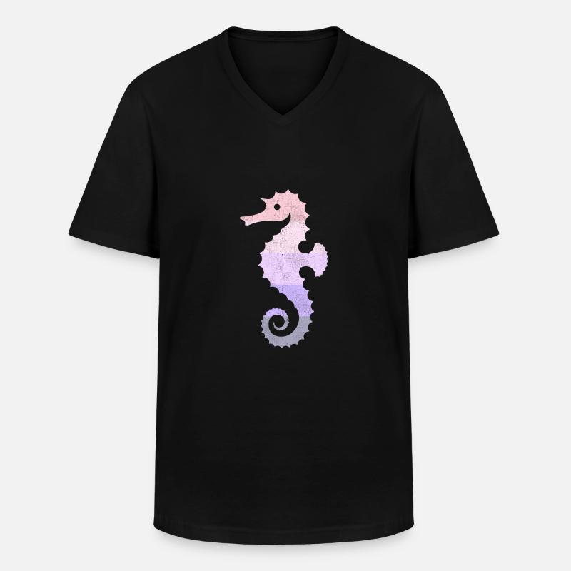 Seepferdchen - Männer-T-Shirt mit V-Ausschnitt - Schwarz