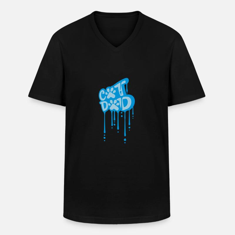Cat Dad Graffiti Pfote - Männer-T-Shirt mit V-Ausschnitt - Schwarz