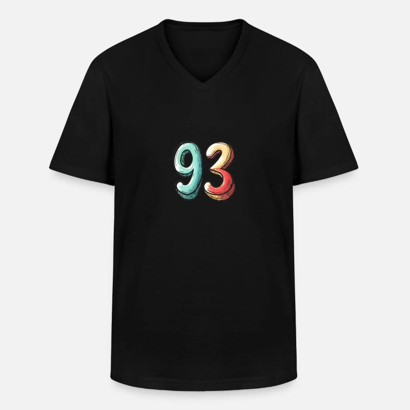 93 Zahl Comic - Männer-T-Shirt mit V-Ausschnitt - Schwarz