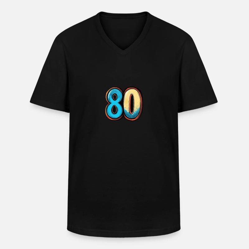 80 Zahl Comic - Männer-T-Shirt mit V-Ausschnitt - Schwarz
