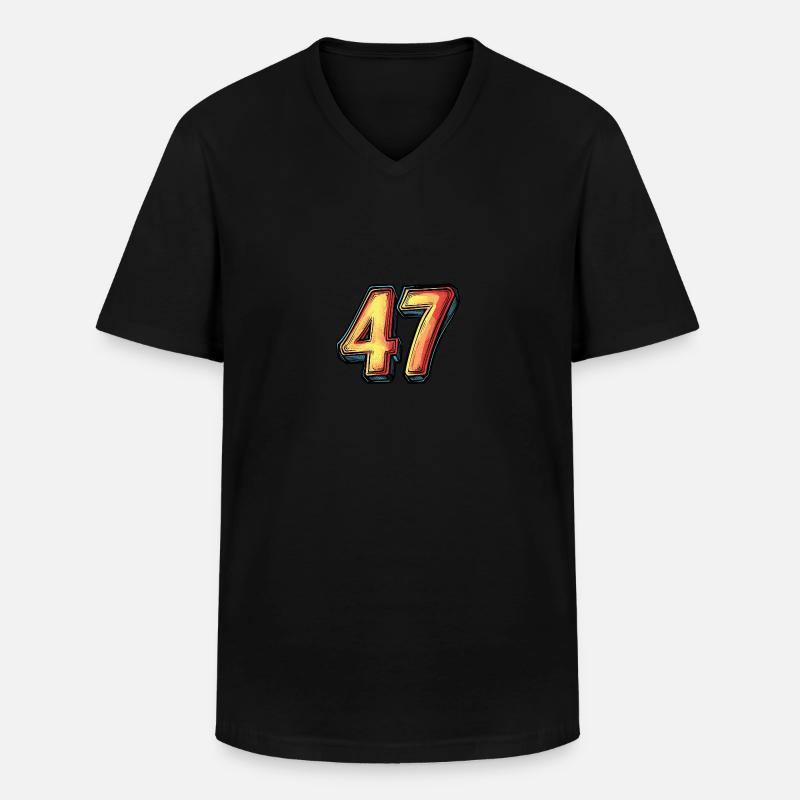 47 Zahl Comic - Männer-T-Shirt mit V-Ausschnitt - Schwarz
