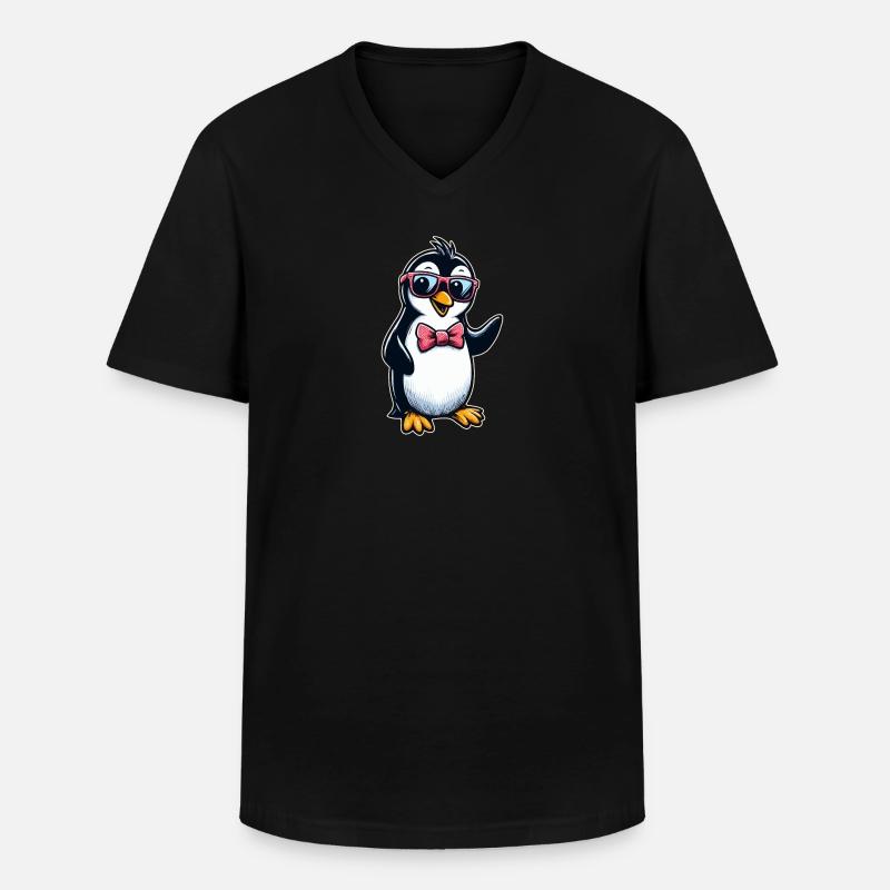 Süßer Pinguin - Männer-T-Shirt mit V-Ausschnitt - Schwarz