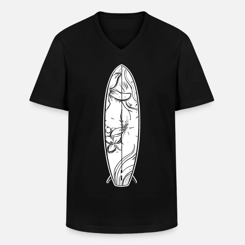 Cartoon Surfbrett - Männer-T-Shirt mit V-Ausschnitt - Schwarz