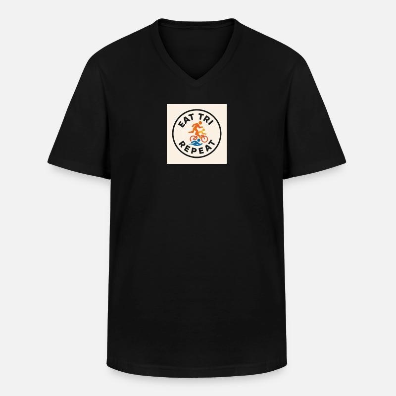 ESSEN SIE TRI REPEAT - Männer-T-Shirt mit V-Ausschnitt - Schwarz