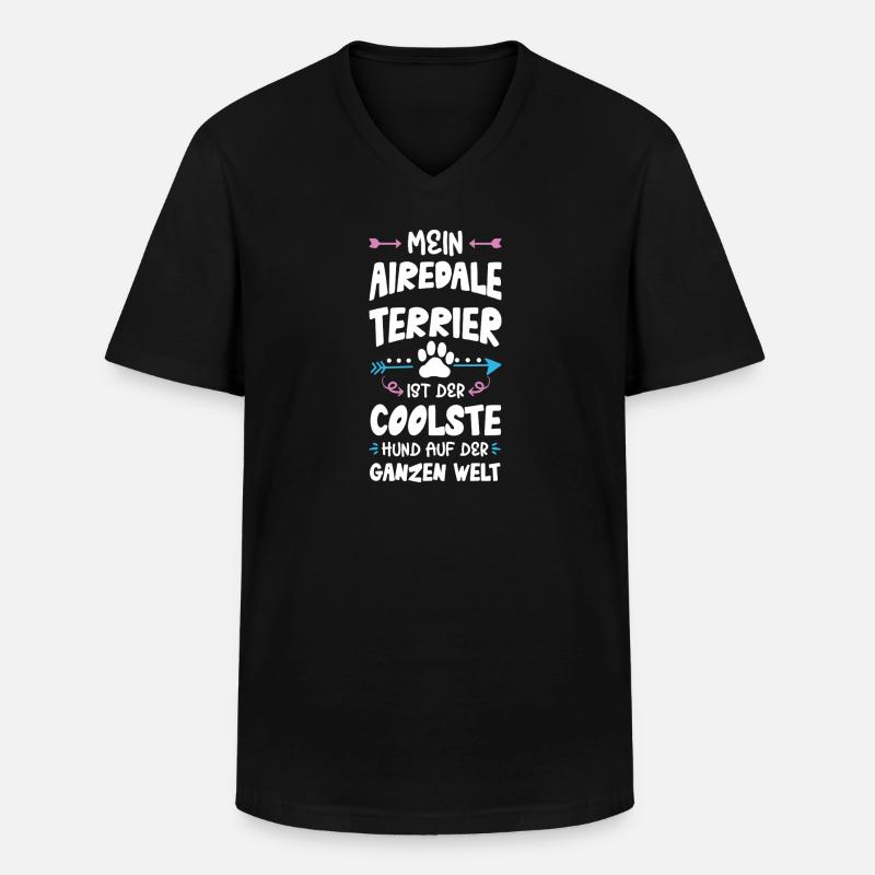 airedale terrier hund spruch - Männer-T-Shirt mit V-Ausschnitt - Schwarz