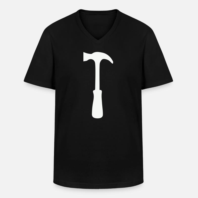 Hammer Silhouette - Männer-T-Shirt mit V-Ausschnitt - Schwarz