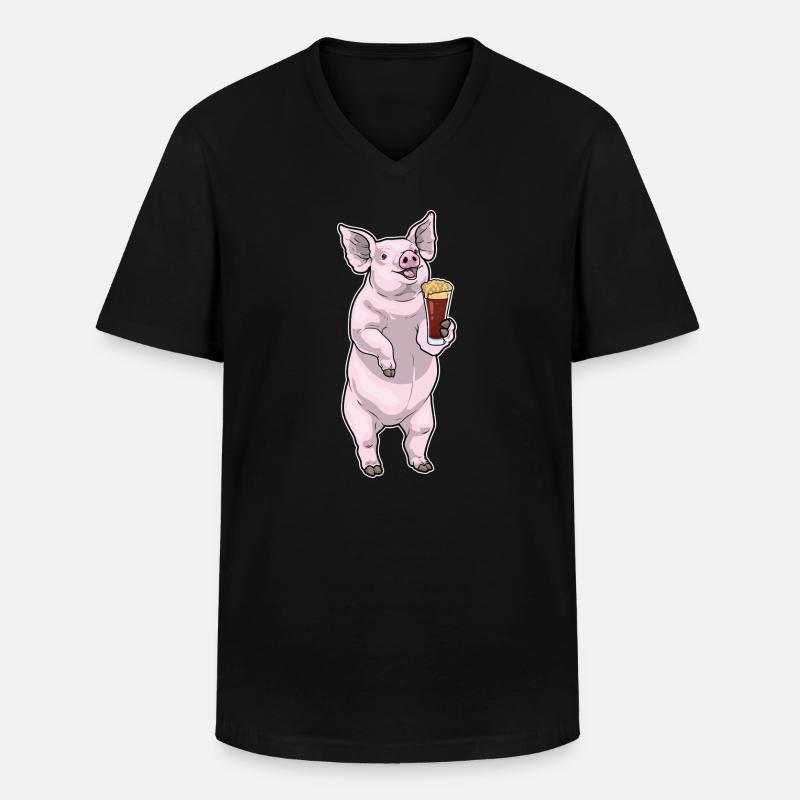 Schwein Bier - Männer-T-Shirt mit V-Ausschnitt - Schwarz