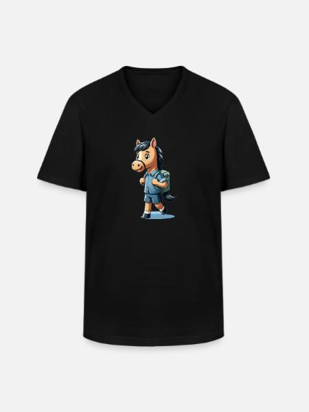 Cute Schoolboy Horse - Men's V-Neck T-Shirt - black