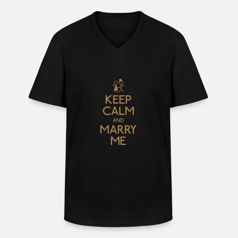 Keep Calm marry me - Männer-T-Shirt mit V-Ausschnitt - Schwarz