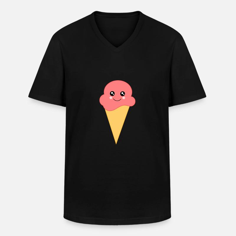 Eis Eiscreme Erdbeereis - Männer-T-Shirt mit V-Ausschnitt - Schwarz