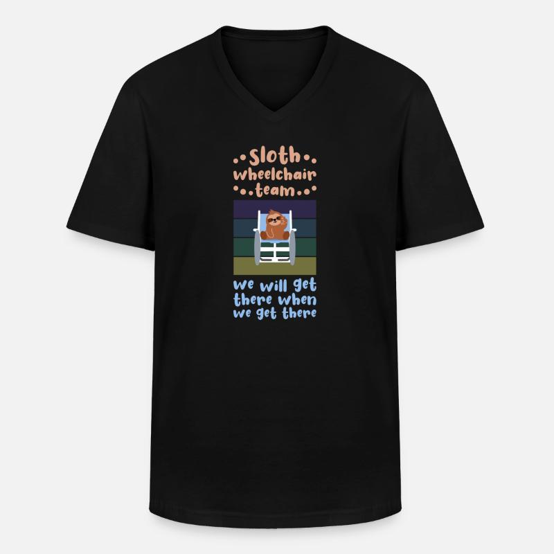Faultier Rollstuhl Behindert Behinderung Geschenk - Männer-T-Shirt mit V-Ausschnitt - Schwarz