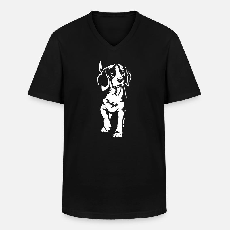 Beagle "Black Edition" - Männer-T-Shirt mit V-Ausschnitt - Schwarz
