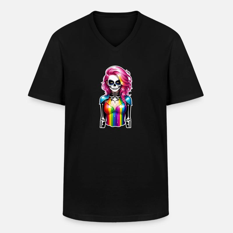 Halloween - Rock & Regenbogen - Männer-T-Shirt mit V-Ausschnitt - Schwarz