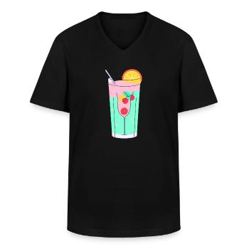 Bonheur tropical - T-shirt col V Homme - noir - Devant - AI Model Male 178 dark (178cm)