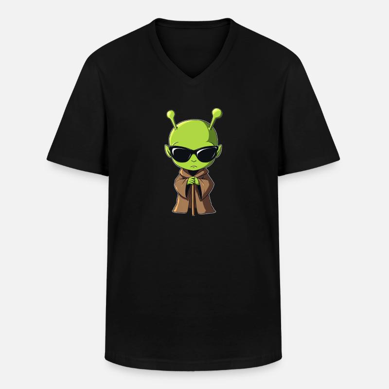 Alienmönch - Männer-T-Shirt mit V-Ausschnitt - Schwarz