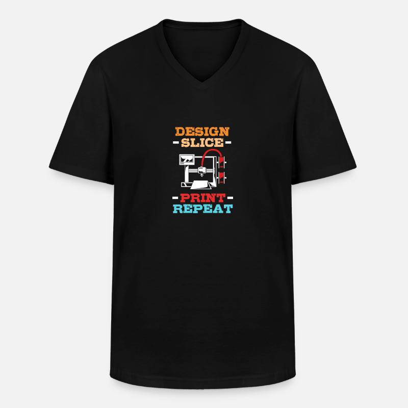 3D Druck - Männer-T-Shirt mit V-Ausschnitt - Schwarz