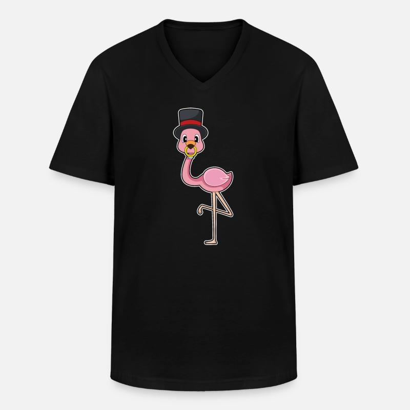 Flamingo Bräutigam Ehering Hochzeit - Männer-T-Shirt mit V-Ausschnitt - Schwarz