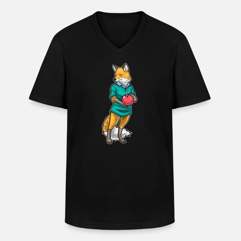 Fuchs Bowling Bowlingkugel - Männer-T-Shirt mit V-Ausschnitt - Schwarz