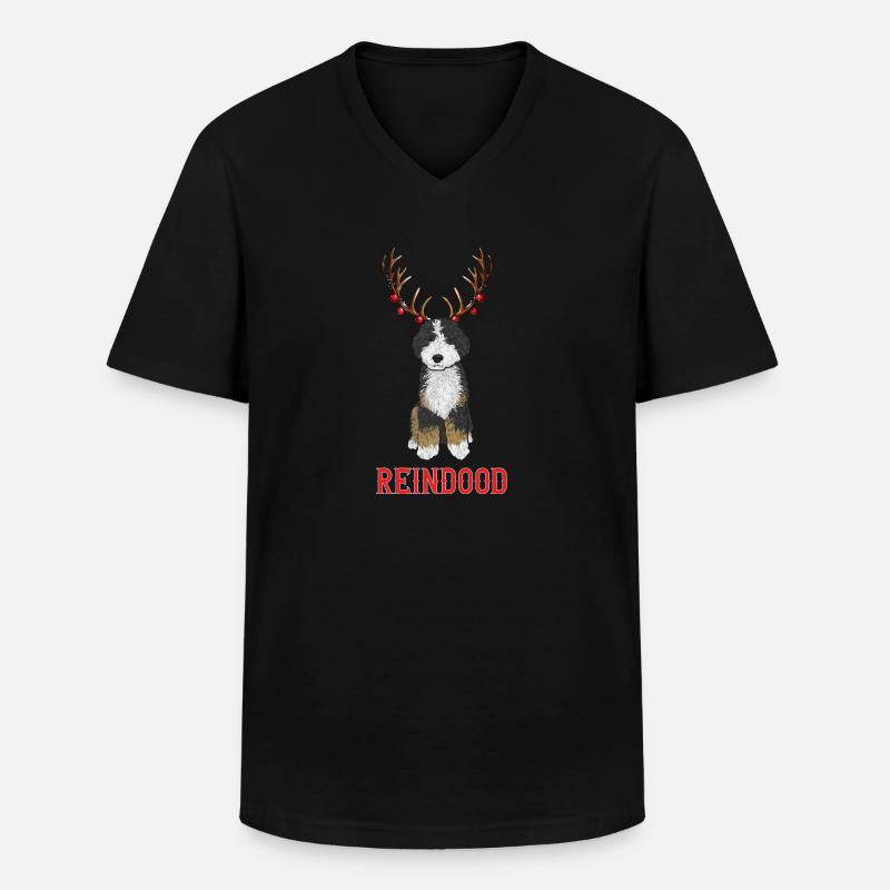 Bernedoodle Hund - Männer-T-Shirt mit V-Ausschnitt - Schwarz
