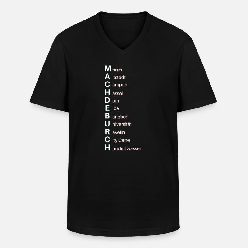 Machdeburch - Männer-T-Shirt mit V-Ausschnitt - Schwarz