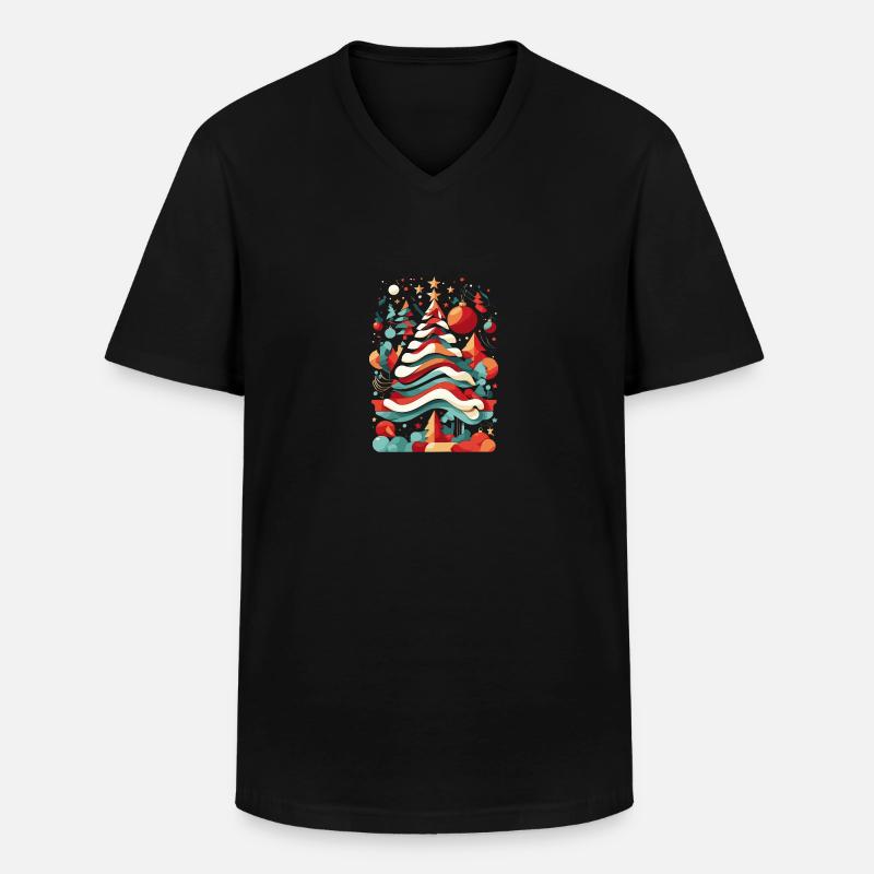 Abstract christmas tree - Männer-T-Shirt mit V-Ausschnitt - Schwarz